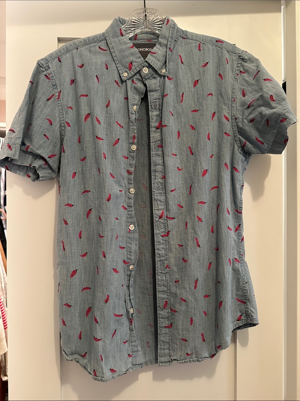 Bonobos Light Blue Short-Sleeve Button-Down with Red Chili Pepper Print